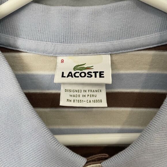Lacoste Polo Shirt Mens Size 8 3XL XXXL Short Sleeve Pullover Preppy Golf Stripe - Picture 3 of 10